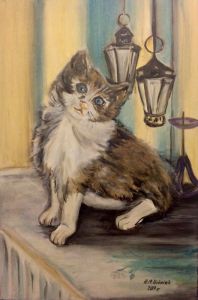 Obraz - Mały kotek z latarenką